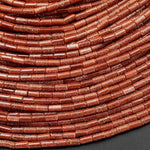 AAA Sparkling Gold Sandstone Aka Goldstone 4x2mm Small Thin Smooth Spacer Tube Beads 15.5" Strand