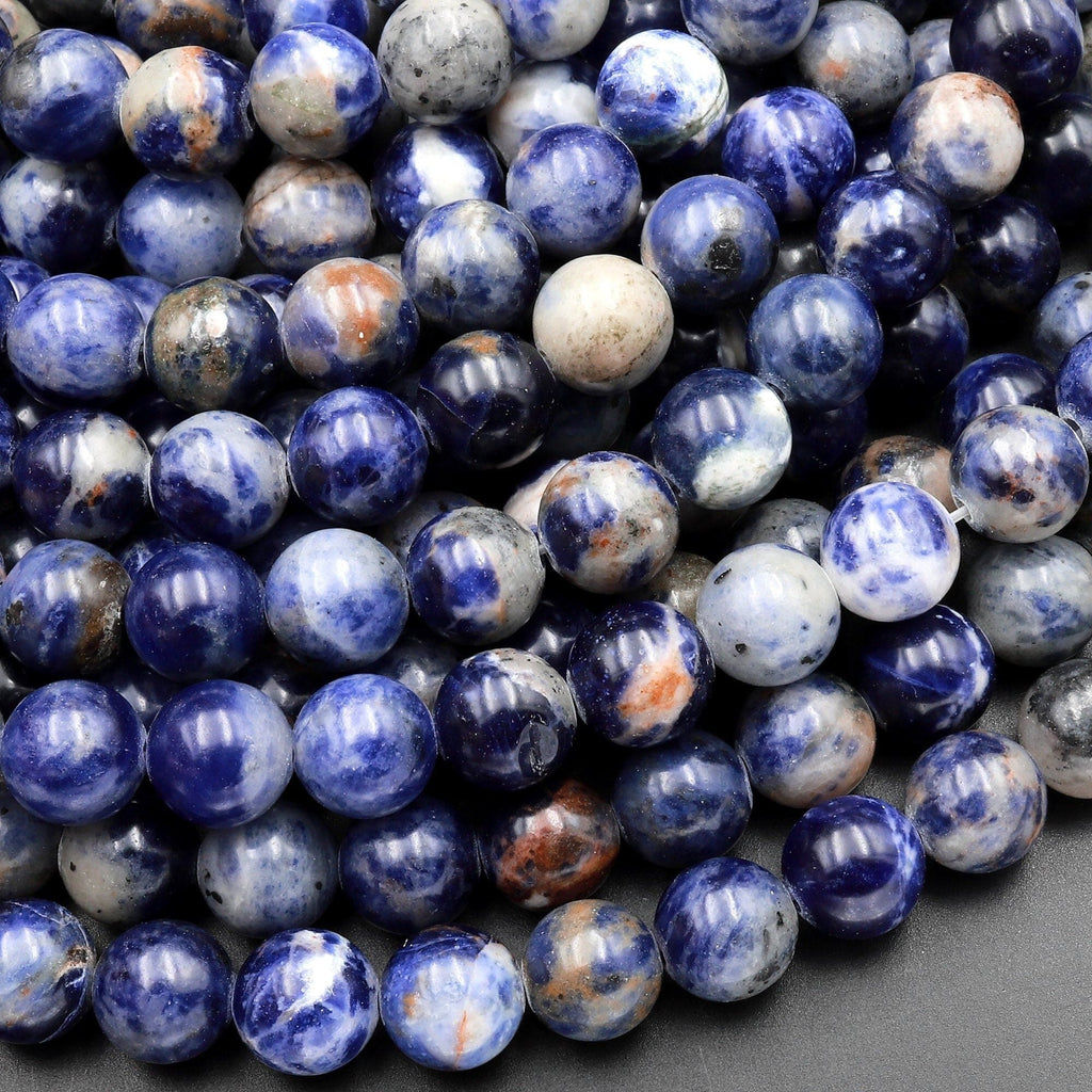 Natural Blue Sodalite Gemstone Beads Strand - 8mm Round, 15+ Beads, Smooth Finish, Loose Beads For Jewelry Making
