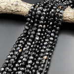 Natural Black Tourmaline Faceted 10mm Coin Beads Micro Faceted Laser Diamond Cut 15.5" Strand
