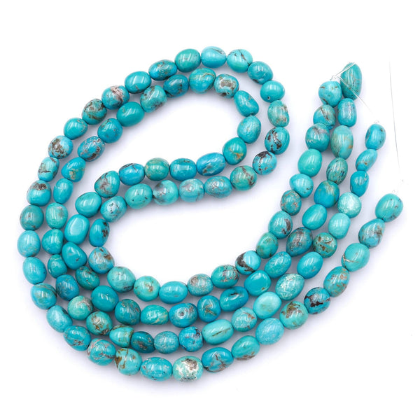 Genuine Real Natural Arizona Blue Turquoise Freeform Nugget 6mm Beads 15.5" Strand