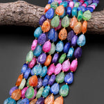 Multicolor Colorful Rainbow Agate Beads Vertically Drilled Teardrop 15.5" Strand