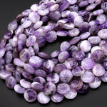 Natural Purple Chevron Amethyst Smooth Coin Beads 14mm 15.5" Strand