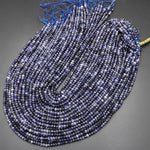 AAA Natural Blue Iolite Faceted 4mm Rondelle Beads Genuine Real Gemstone 15.5" Strand