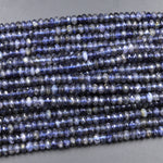 AAA Natural Blue Iolite Faceted 4mm 5mm 6mm 8mm Rondelle Beads Genuine Real Gemstone 15.5" Strand