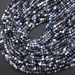 Micro Faceted Natural Blue Phantom Aquamarine 3mm Round Beads 15.5" Strand