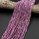 A Grade Genuine Natural Phosphosiderite 3mm 4mm Round Beads Micro Faceted Gemstone 15.5" Strand