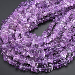 Natural Amethyst Beads Freeform Irregular Smooth Pebble Nugget Center Drilled Rich Purple Gemstone 15.5" Strand