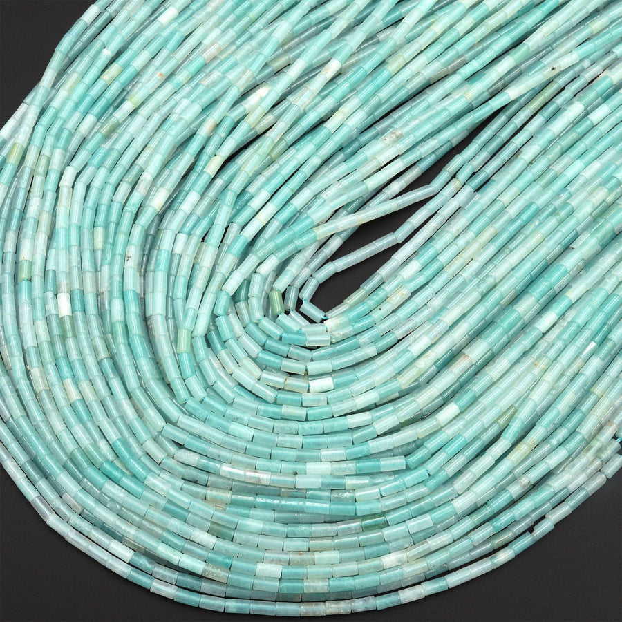 Natural Amazonite 4x2mm Small Thin Smooth Spacer Tube Beads 15.5" Strand