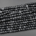 Black Fire Agate 6mm 8mm 10mm Round Beads Aka Dragon Skin Agate 14.5" Strand