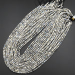Faceted Natural Labradorite 3mm Rondelle Beads Micro Cut Gemstone 15.5" Strand