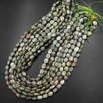 Natural Green Kyanite Oval Beads Chatoyant Silvery Green Gemstone 15.5" Strand