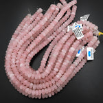 AAA Matte Natural Pink Rose Quartz Rondelle Beads 10x6mm 15.5" Strand