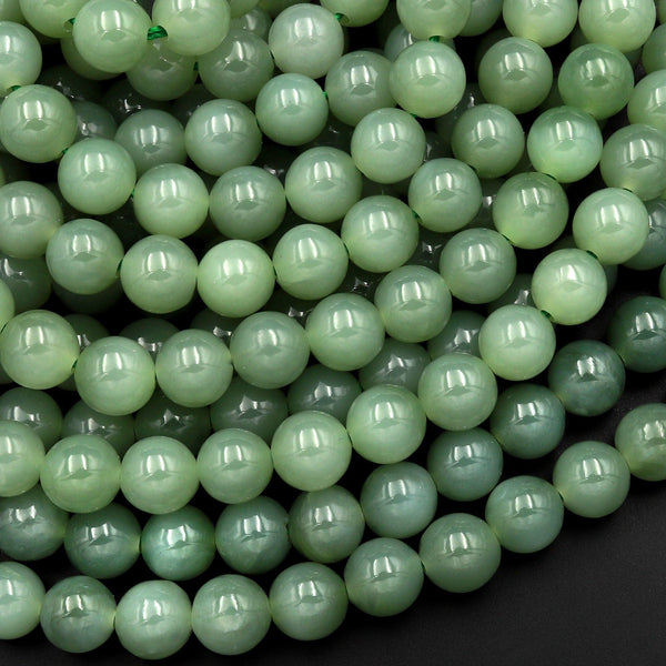 AAA Natural Burma Jade Beads 7mm Round Real Genuine Green Jade Gemstone 15.5" Strand