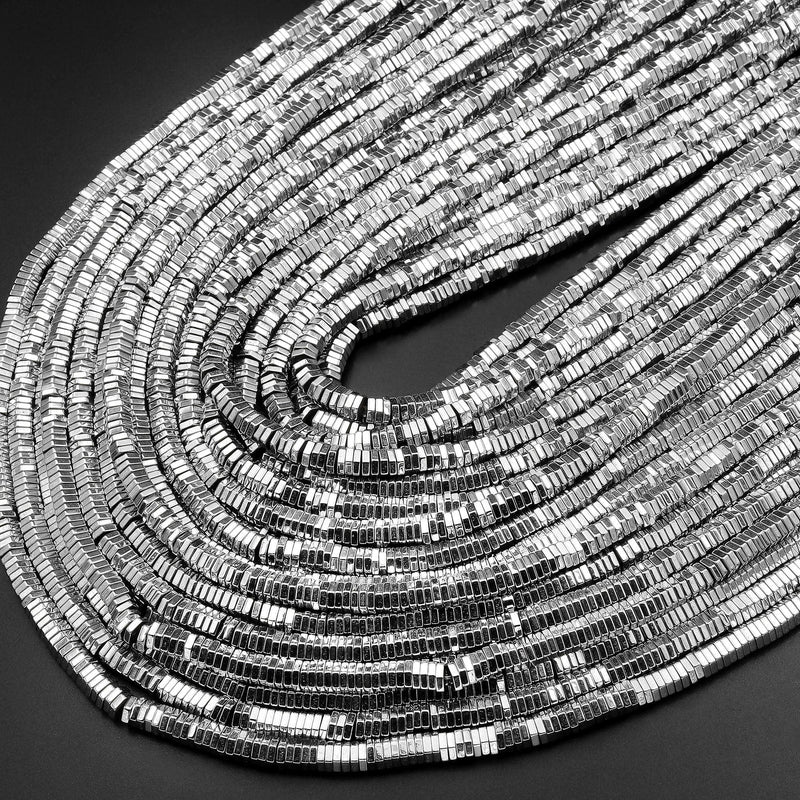 Titanium Silver Hematite Hexagon Beads Center Drilled Faceted Spacers 2mm 3mm 4mm 15.5" Strand
