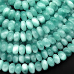 Chatoyant Green Moonstone Smooth Rondelle Beads 6mm 8mm 10mm Aka "Green Larimar" 15.5" Strand