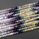 AAA Natural Multicolor Fluorite Faceted 6mm Rondelle Beads Micro Laser Cut Purple Yellow Green Blue Gemstone Bead 15.5" Strand