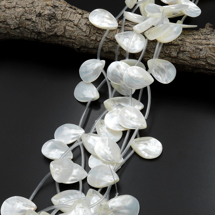 AAA Iridescent Natural White Mother of Pearl Teardrop Beads 35mm Beads Large Mother of Pearl Pendant Focal Beads