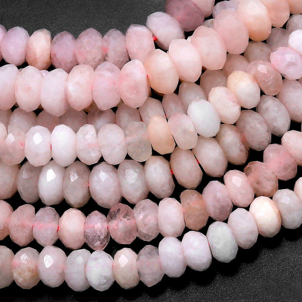 Faceted Natural Pink Morganite Aquamarine Beryl Rondelle Beads 6mm 15.5" Strand