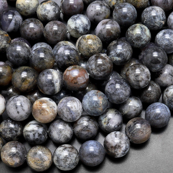 Rare Amethyst Sage Chalcedony 10mm Round Beads Dendritic Chalcedony Gemstone From Oregon 15.5" Strand