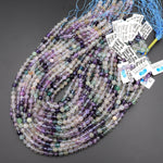 AAA Grade Gemmy Natural Fluorite Faceted 6mm Round Beads Micro Laser Cut Purple Green Gemstone Bead 15.5" Strand