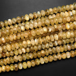 Rare Natural Golden Yellow Lepidolite Mica 6mm 8mm Rondelle Beads High Quality Gemstone 15.5" Strand