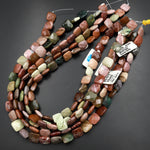 AAA Faceted Natural Mexican Imperial Jasper Flat Square Beads 12mm 15.5" Strand