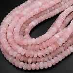 AAA Matte Natural Pink Rose Quartz Rondelle Beads 10x6mm 15.5" Strand