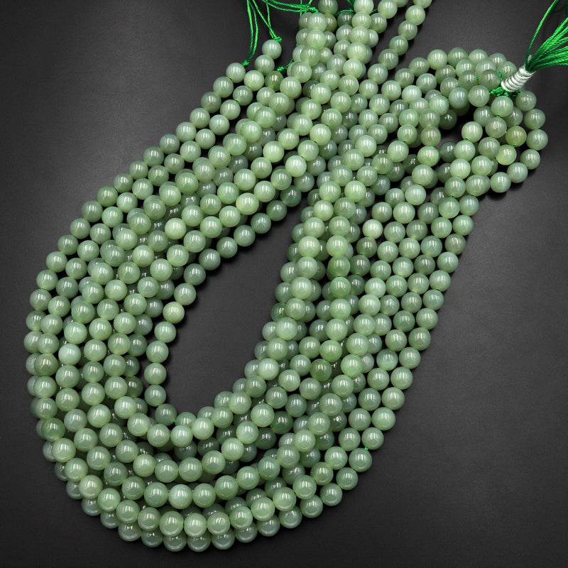 AAA Natural Burma Jade Beads 7mm Round Real Genuine Green Jade Gemstone 15.5" Strand