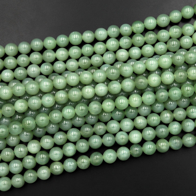 AAA Natural Burma Jade Beads 7mm Round Real Genuine Green Jade Gemstone 15.5" Strand