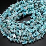 Natural Blue Larimar Freeform Large Chip Nugget Beads 15.5" Strand