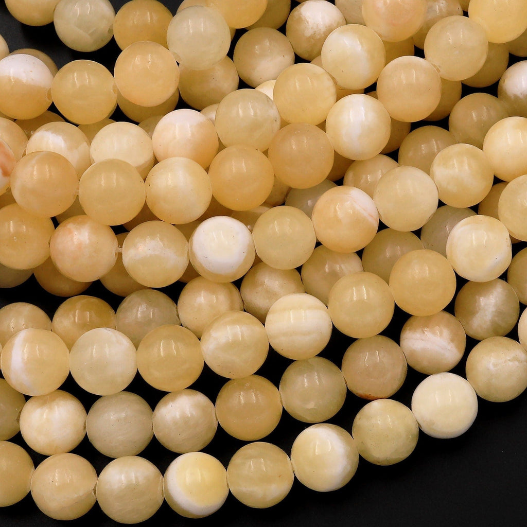 Natural Yellow Honey Calcite Round Beads 6mm 8mm 10mm 15.5" Strand