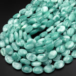 Chatoyant Green Moonstone Oval Beads Aka "Green Larimar" 15.5" Strand