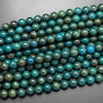 Terra Jasper 6mm 8mm Round Beads Earthy Teal Blue Green Colors 15.5" Strand