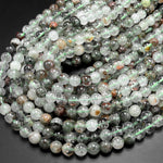 Natural Phantom Quartz Beads Lodolite Beads 4mm 6mm 8mm 10mm Green Brown Minerals Matrix 15.5" Strand