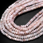Faceted Natural Pink Morganite Aquamarine Beryl Rondelle Beads 6mm 15.5" Strand