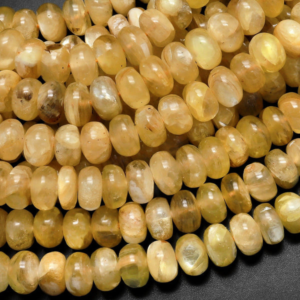 Rare Natural Golden Yellow Lepidolite Mica 6mm 8mm Rondelle Beads High Quality Gemstone 15.5" Strand