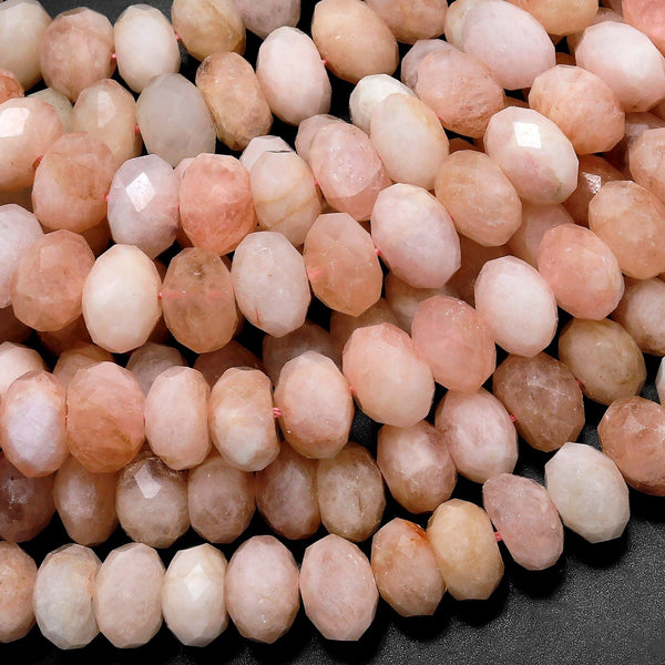 Faceted Natural Peach Pink Morganite Aquamarine Beryl Rondelle Beads 10mm 15.5" Strand