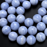 AAA Large Natural Blue Lace Agate 20mm Round Gemstone Beads 15.5" Strand