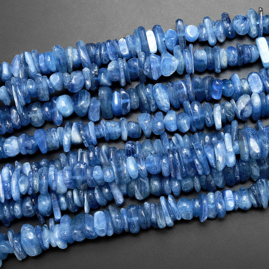 Natural Blue Kyanite Freeform Rondelle Bead 8mm 10mm 12mm 14mm 15.5" Strand