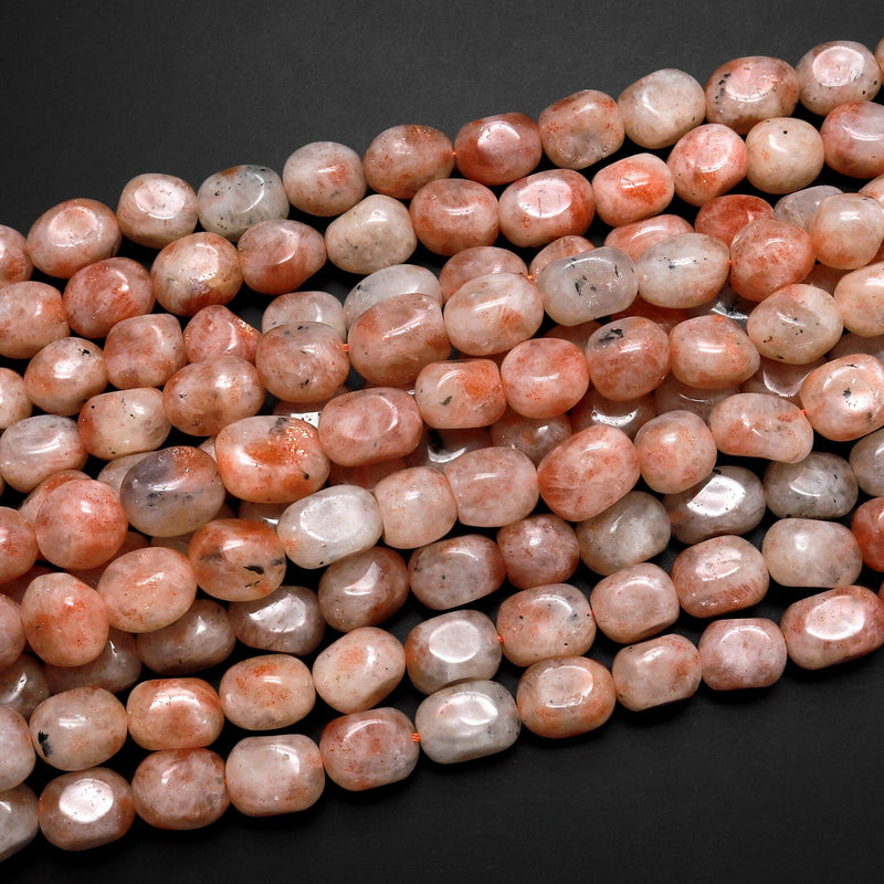 Natural Sunstone Freeform Pebble Nugget Beads Gemstone 15.5" Strand