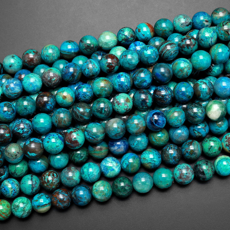 AAA Rare Genuine Natural Azurite Malachite Chrysocolla 6mm 8mm 9mm 10mm Round Beads Gemstone from Arizona 15.5" Strand