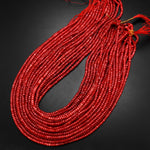 AAA Genuine Red Bamboo Coral Smooth Heishi Rondelle Beads 3mm 4mm 15.5" Strand