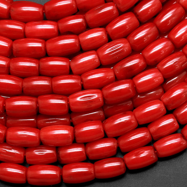 Genuine Red Bamboo Coral Drum Barrel Beads 8mm 15.5" Strand