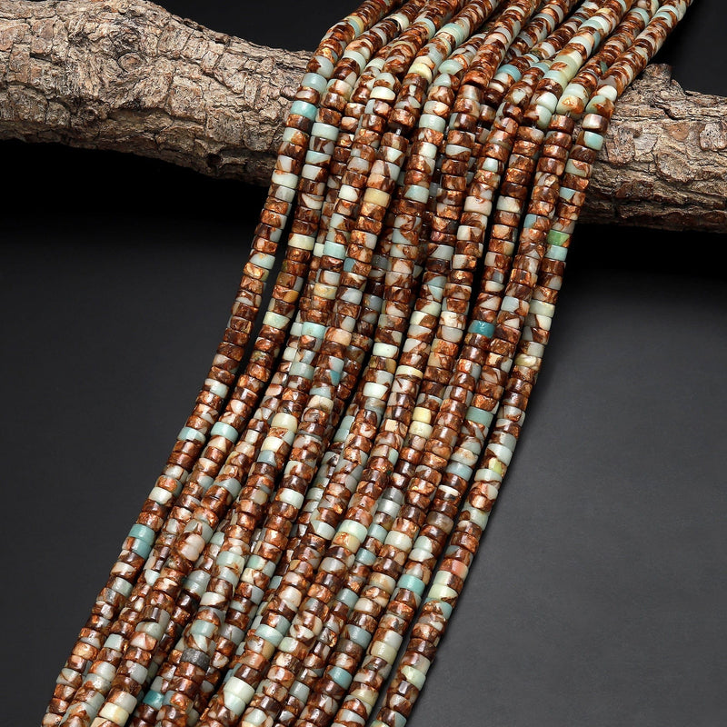 Impression Jasper Smooth Heishi Rondelle Beads 6mm 8mm Aka Copper Amazonite 15.5" Strand