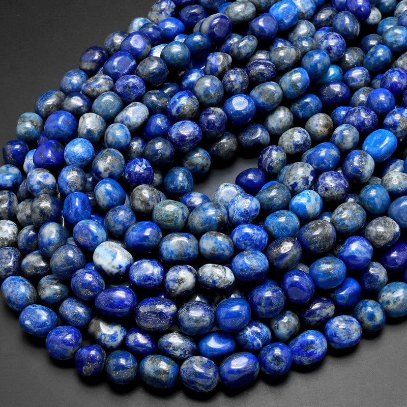 Natural Blue Lapis Freeform Pebble Nugget Beads Gemstone 15.5" Strand