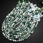 Natural Green Tree Agate Freeform Pebble Nugget Beads Gemstone 15.5" Strand