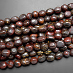 Natural Red Tiger Iron Freeform Pebble Nugget Beads Gemstone 15.5" Strand
