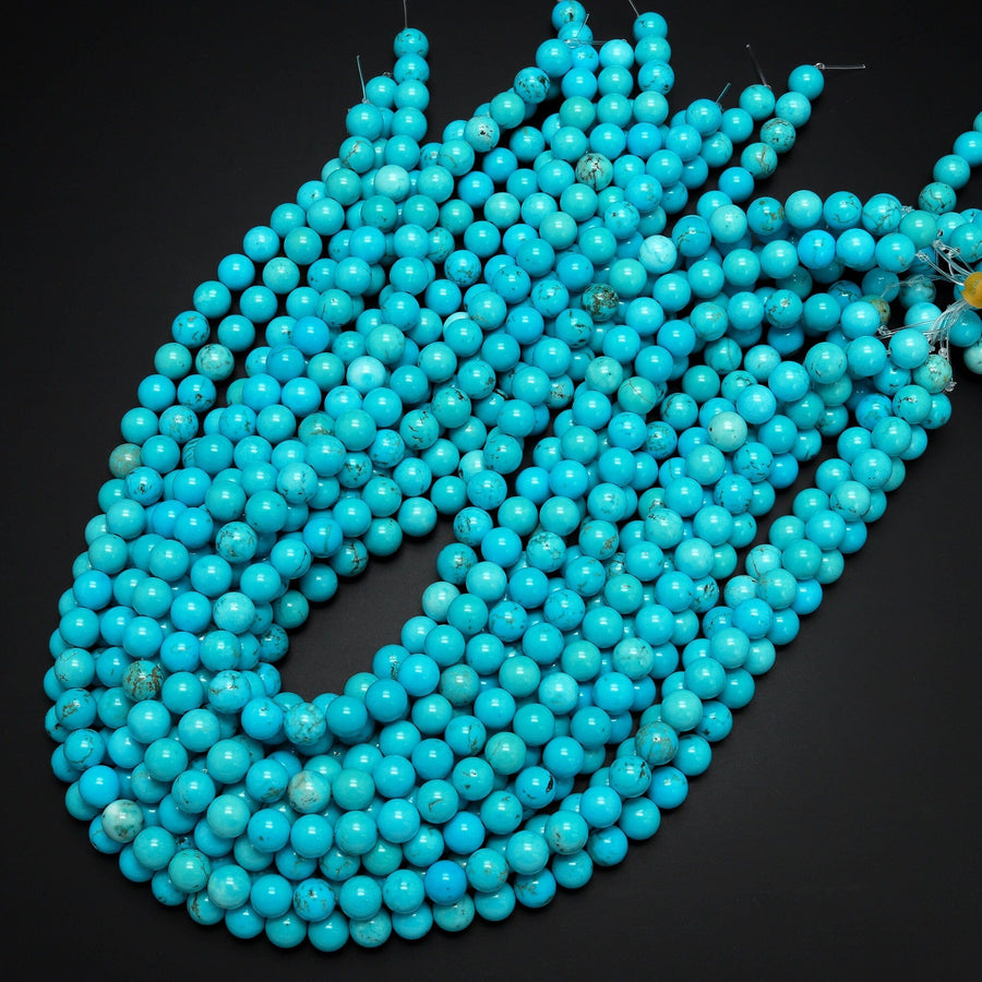 Blue Turquoise Jasper 6mm 8mm 10mm Round Beads Aka Dyed Sleeping Beauty 15.5" Strand