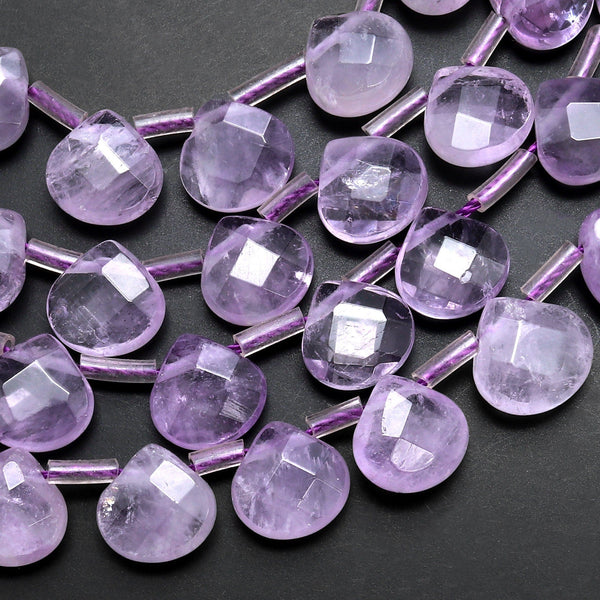 Natural Violet Purple Amethyst Faceted Teardrop Beads 9mm Flat Pear Beads Good for Earrings 15.5" Strand