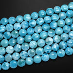 AAA Natural Blue Larimar 12mm Coin Beads Real Genuine Blue Larimar From Dominican Republic 15.5" Strand